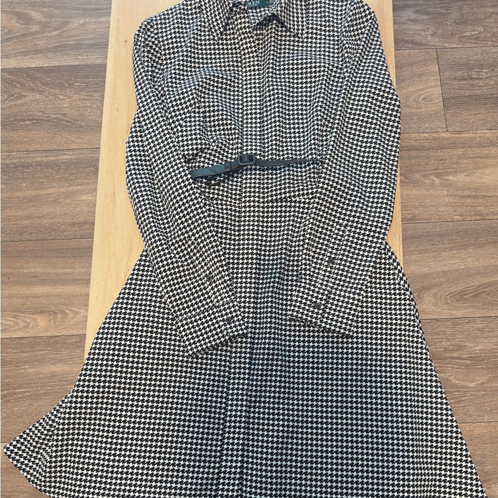 Polo by Ralph Lauren Houndstooth Long Sleeve Dress